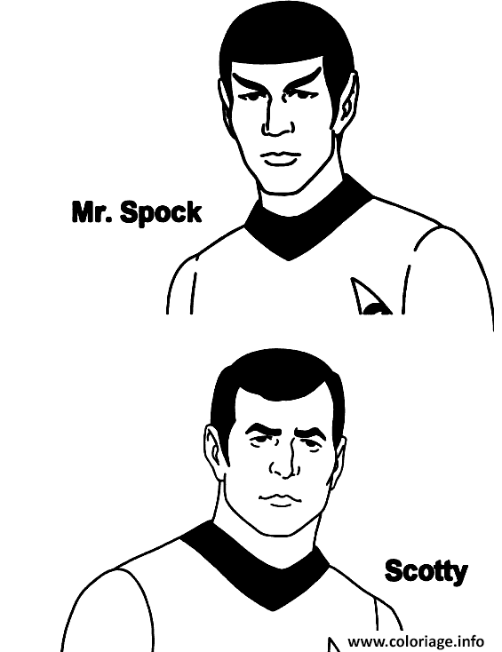 Dessin star trek Monsieur Spock et Scotty Coloriage Gratuit à Imprimer