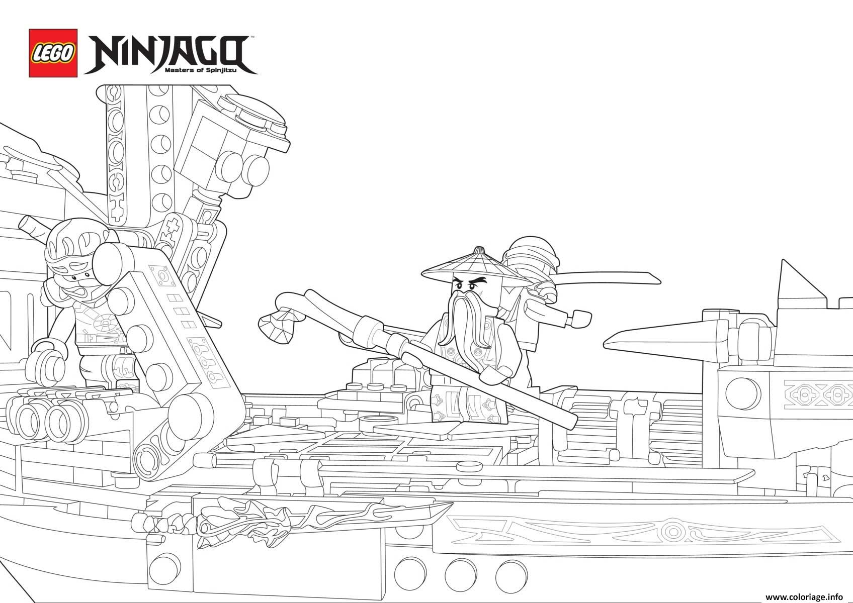 Dessin bateau de ninjago avec sensei wu Coloriage Gratuit à Imprimer