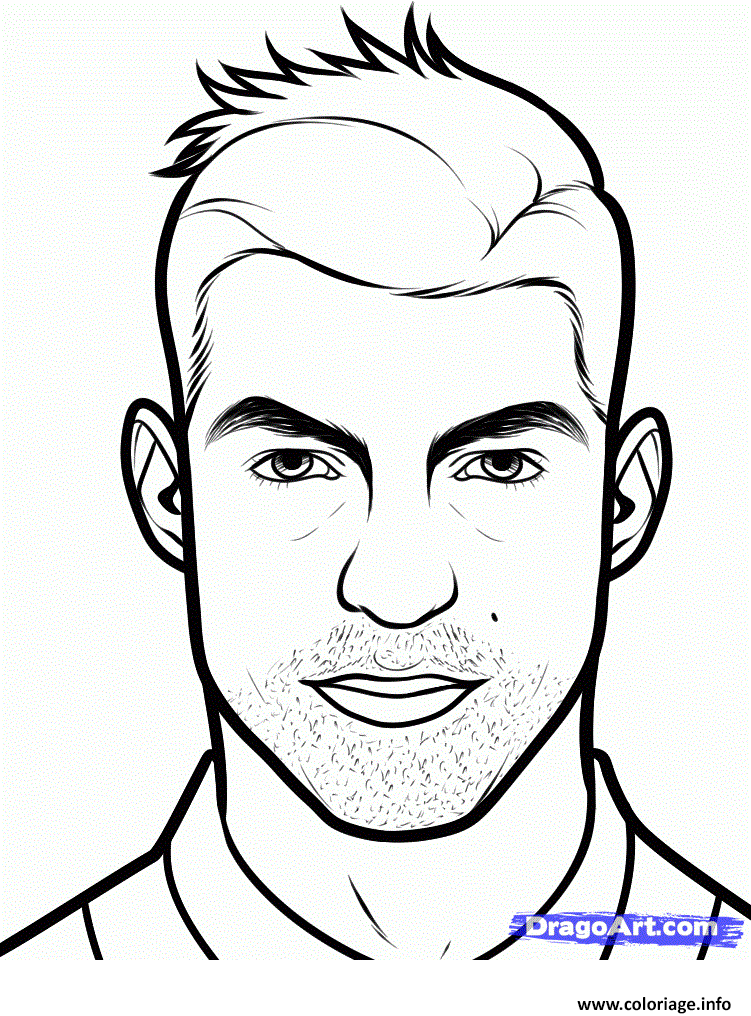 Coloriage cristiano ronaldo cr7 visage - JeColorie.com