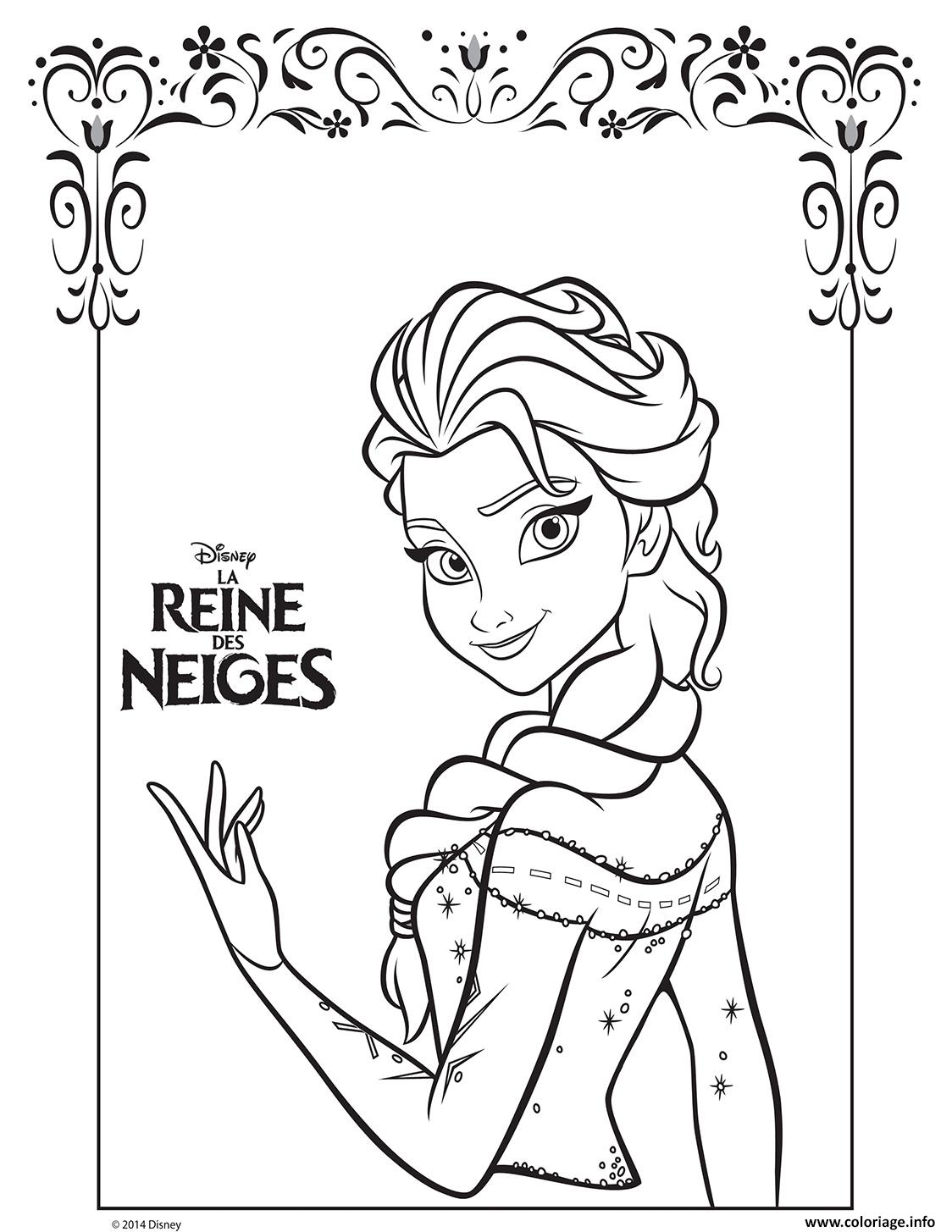 Coloriage la belle elsa reine des neiges frozen  JeColorie.com