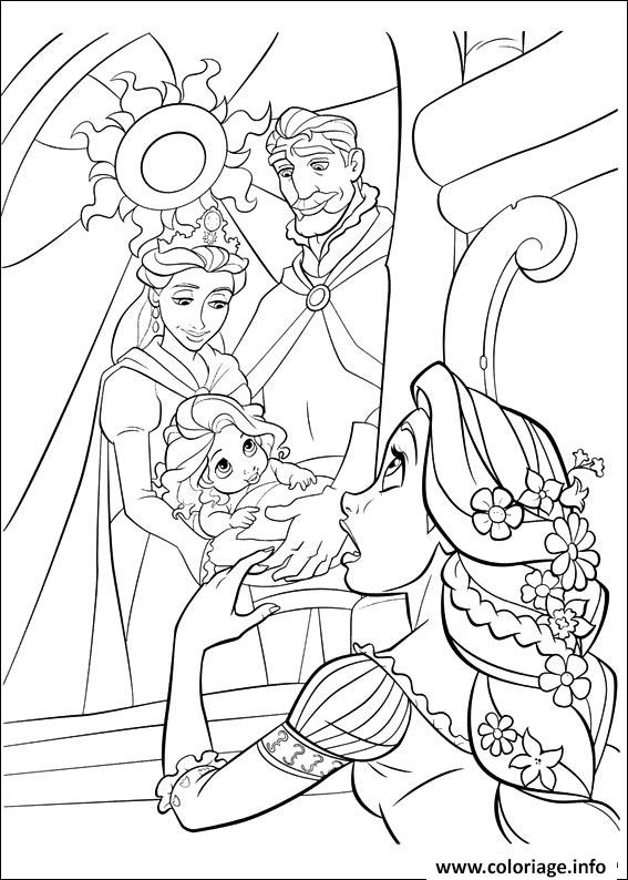 Coloriage La Famille De Raiponce Avec Petit Bebe Jecolorie Com