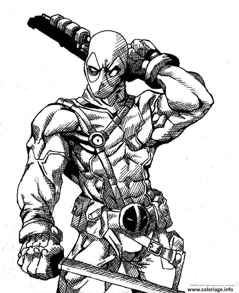 Dessin deadpool details hd Coloriage Gratuit à Imprimer