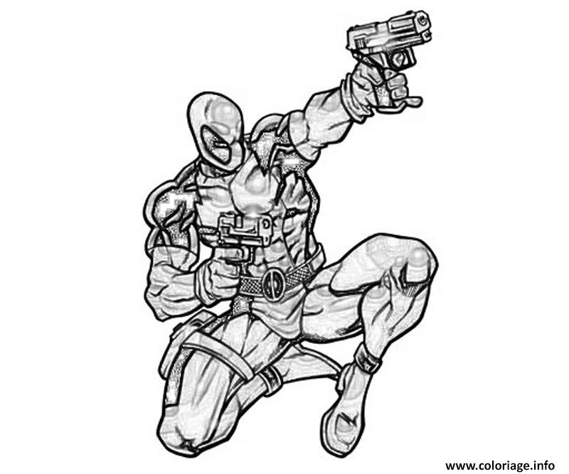 Dessin deadpool marvel shoot Coloriage Gratuit à Imprimer