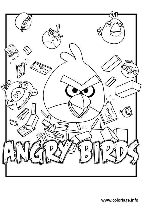 Dessin angry birds on casse tout Coloriage Gratuit à Imprimer