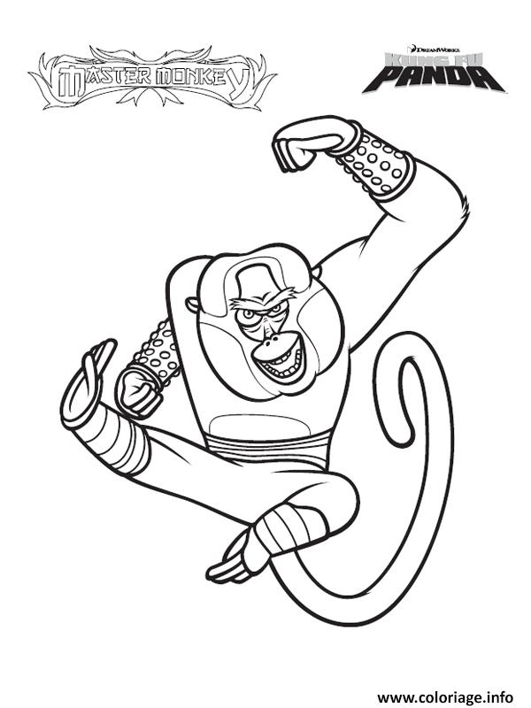 Dessin maitre singe monkey kung fu panda Coloriage Gratuit à Imprimer