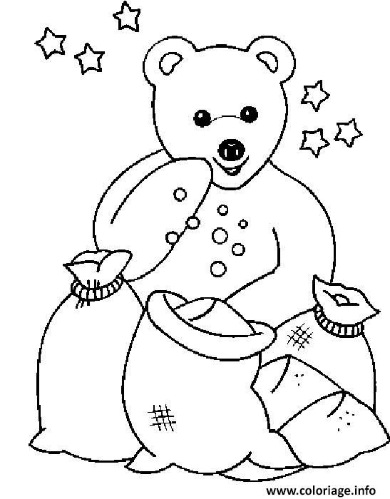 Dessin nounours avec les sacs de sable Coloriage Gratuit à Imprimer