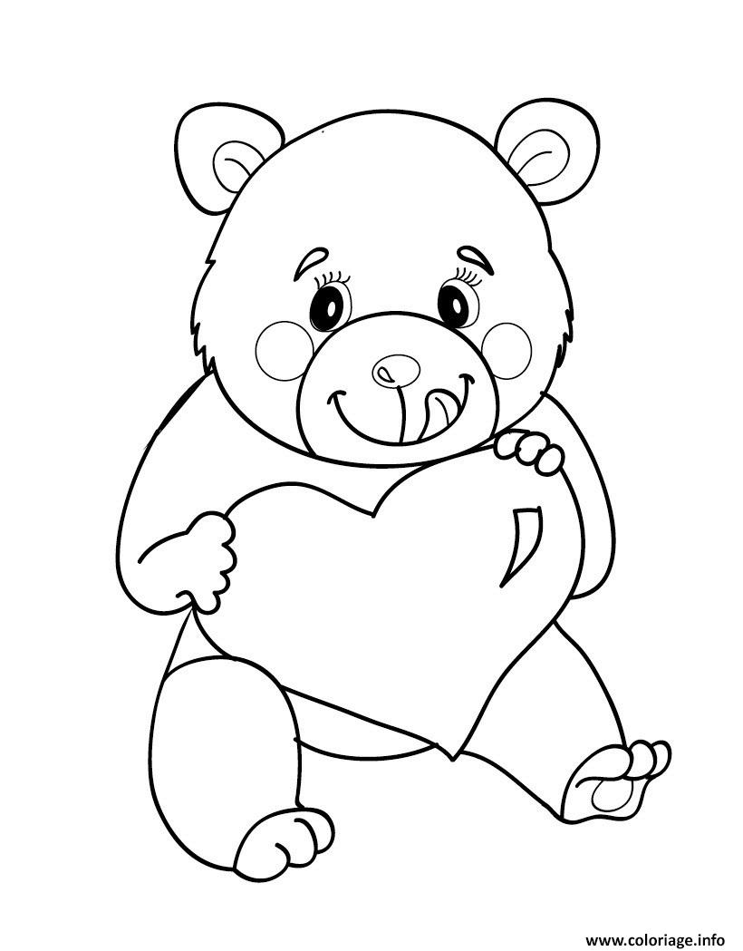Dessin ours nounours coeur Coloriage Gratuit à Imprimer