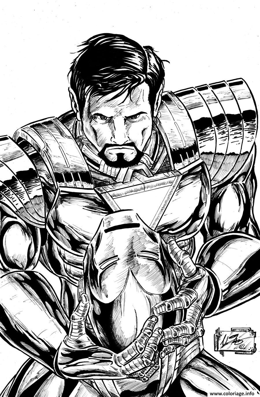 Coloriage Iron Man Retire Son Casque Dessin à Imprimer