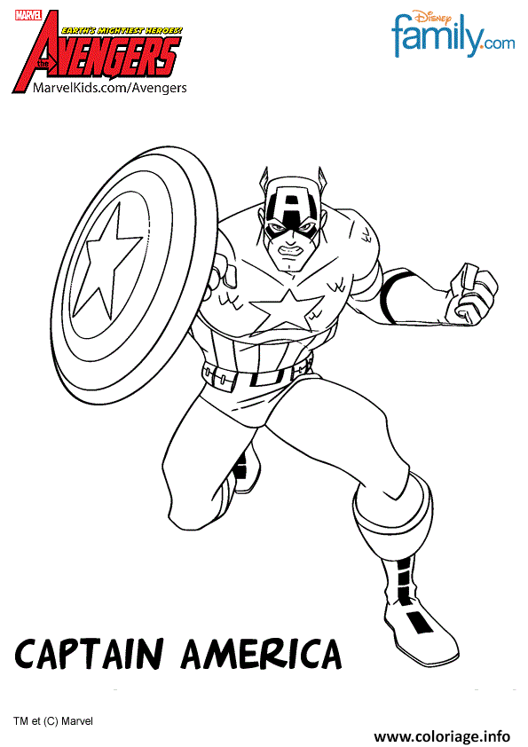 Dessin avengers captain america 2 Coloriage Gratuit à Imprimer