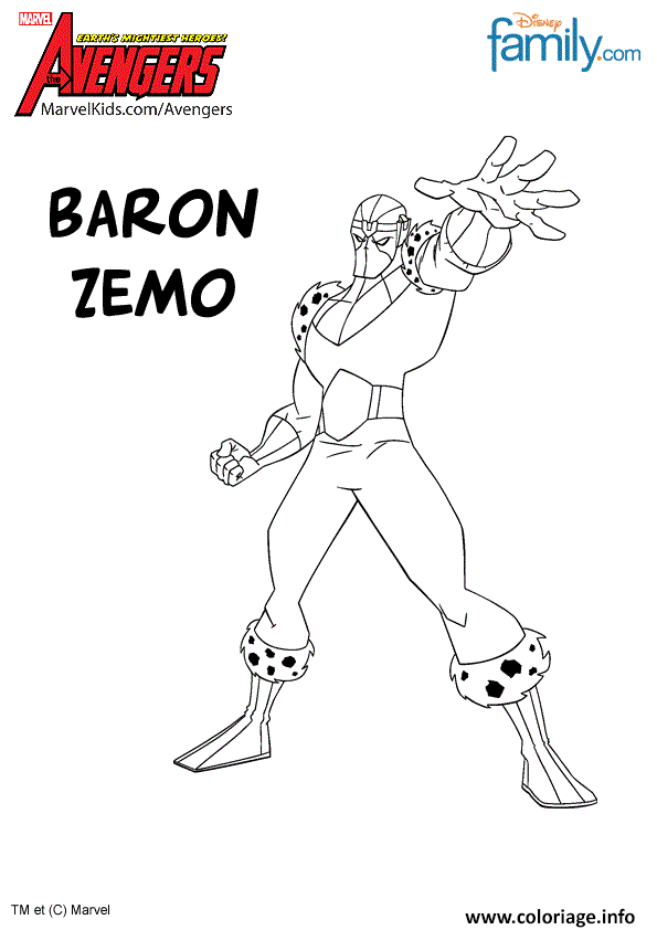 Coloriage Avengers Baron Zemo Dessin à Imprimer
