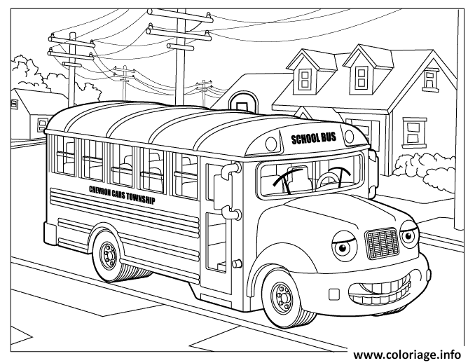 Dessin bus en direction ecole Coloriage Gratuit à Imprimer