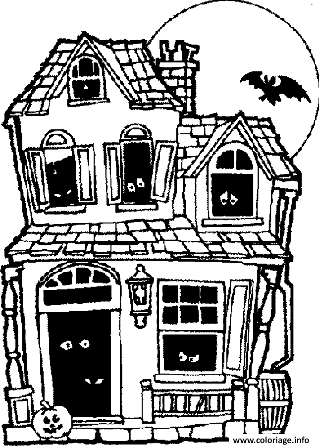 Dessin maison hantee Coloriage Gratuit à Imprimer