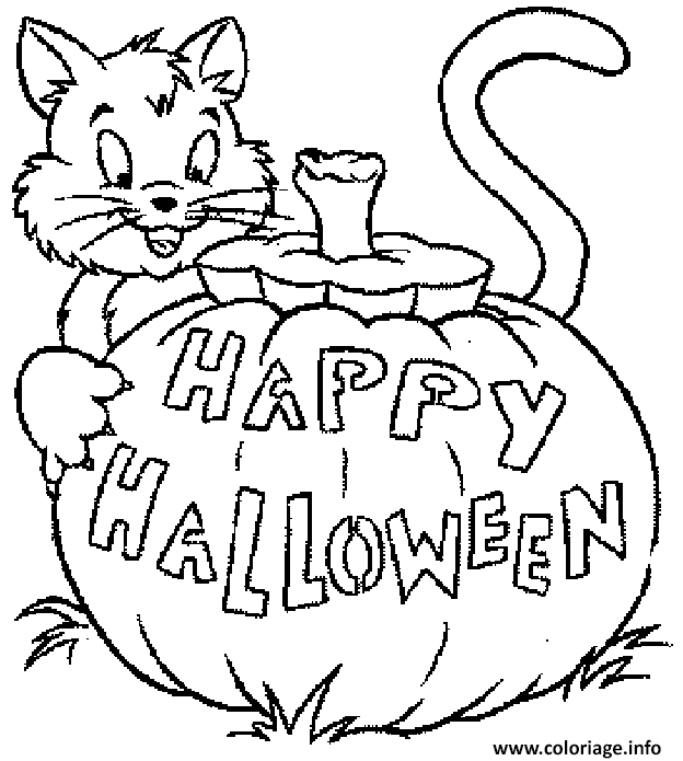 Coloriage Happy Halloween Dessin Halloween Citrouille A Imprimer