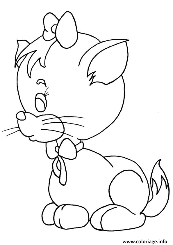 Dessin chaton avec noeud papillon Coloriage Gratuit à Imprimer