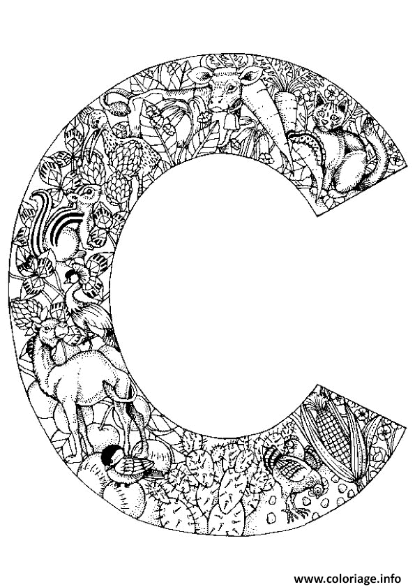 Coloriage Lettre C Alphabet Animaux 0497