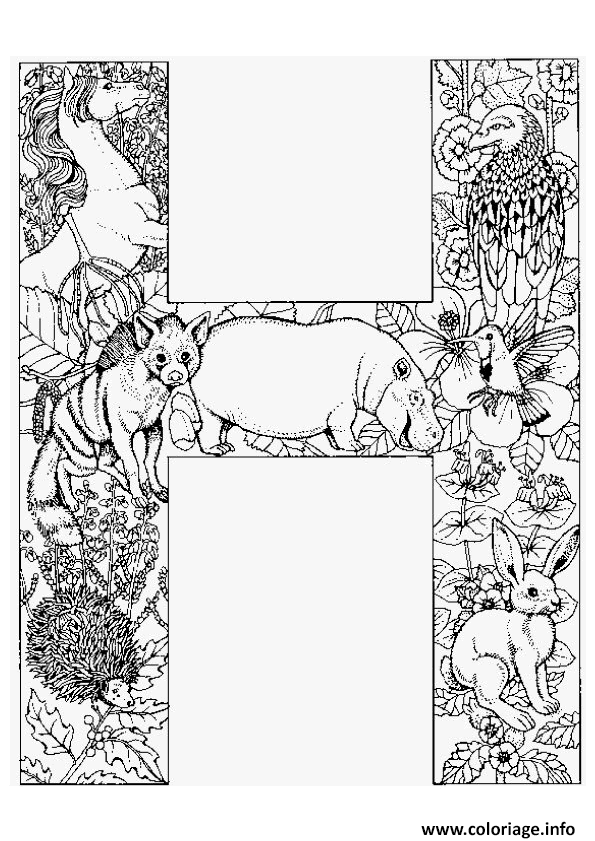 Download Coloriage Lettre H Alphabet Animaux Dessin Alphabet à imprimer