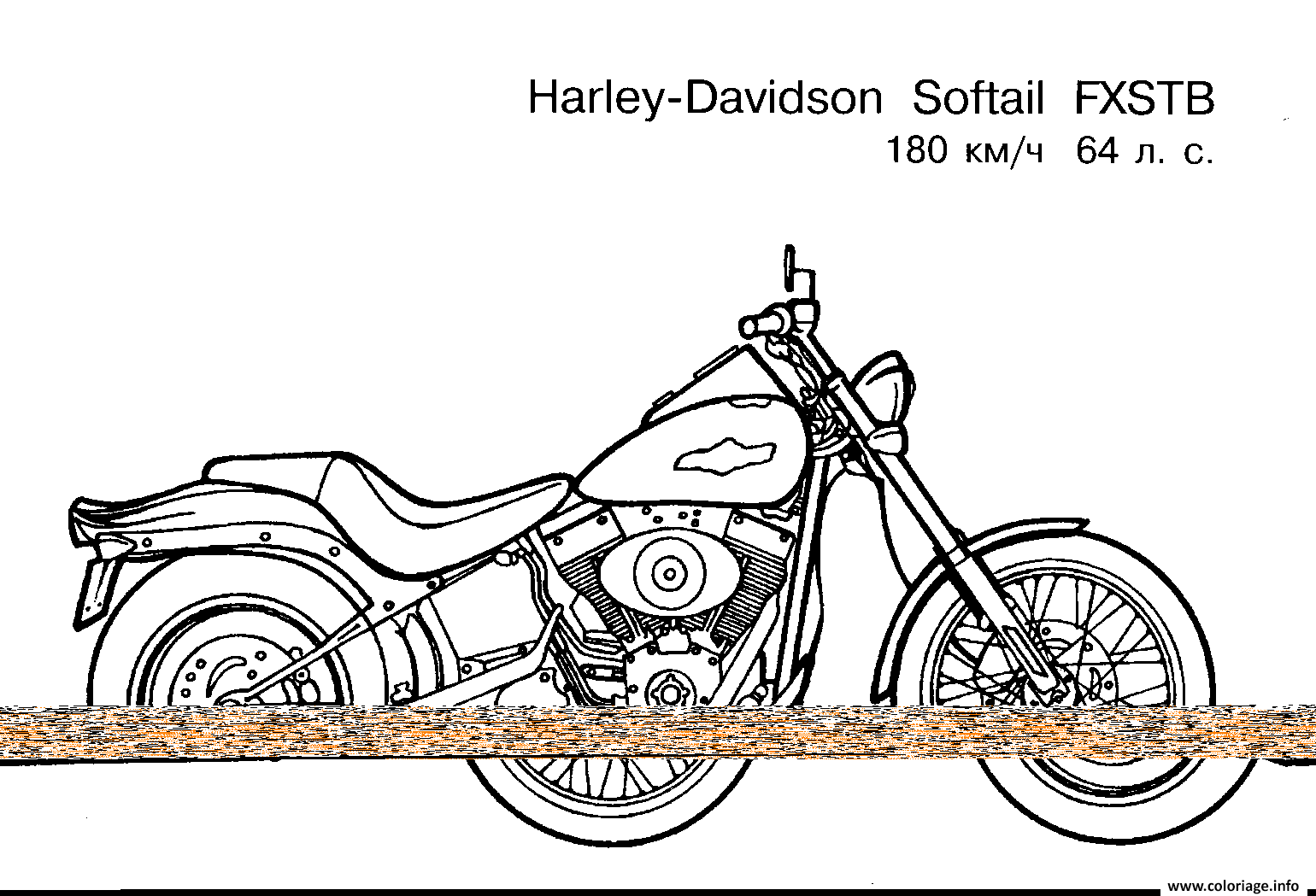 Coloriage Moto Harley Davidson Softail Fxstb Dessin à Imprimer