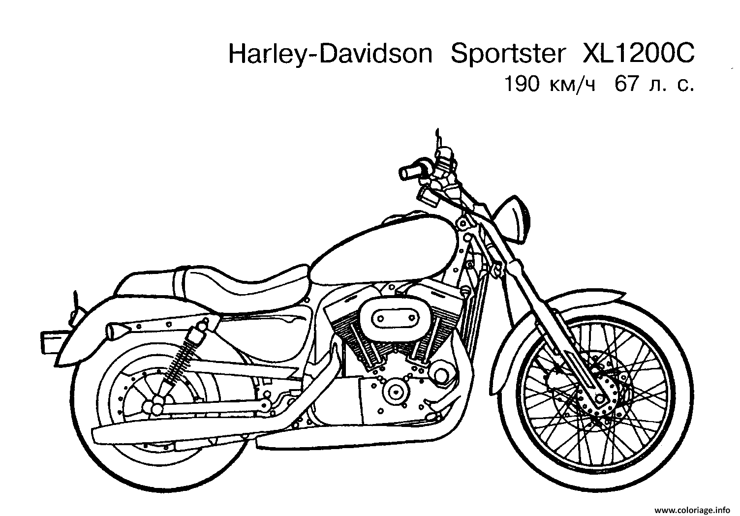 Coloriage Moto Harley Davidson Sport Dessin à Imprimer