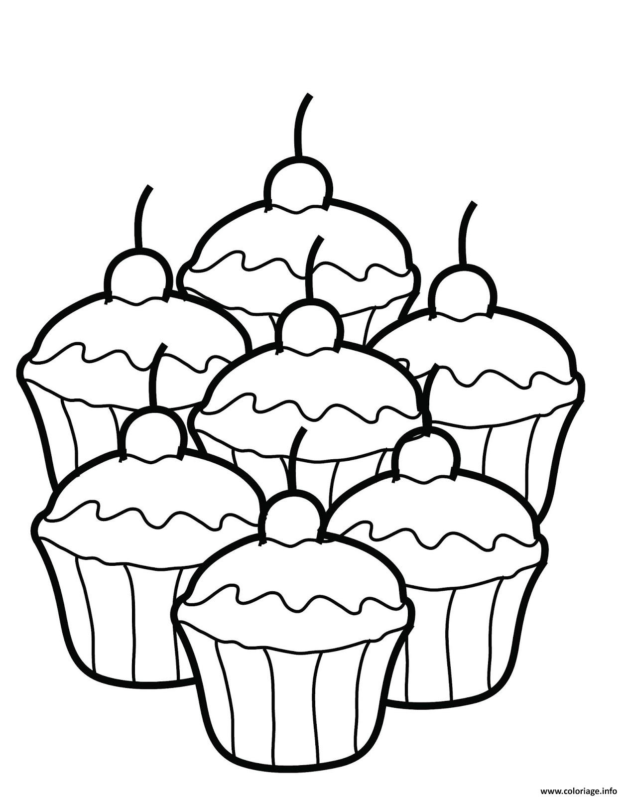 Dessin quatres cupcakes Coloriage Gratuit à Imprimer