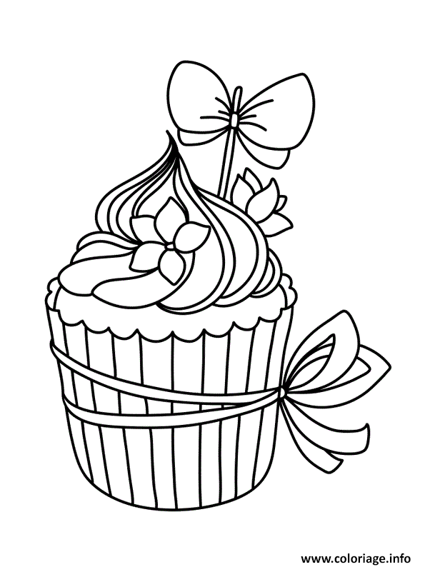 Dessin cupcake anniversaire Coloriage Gratuit à Imprimer
