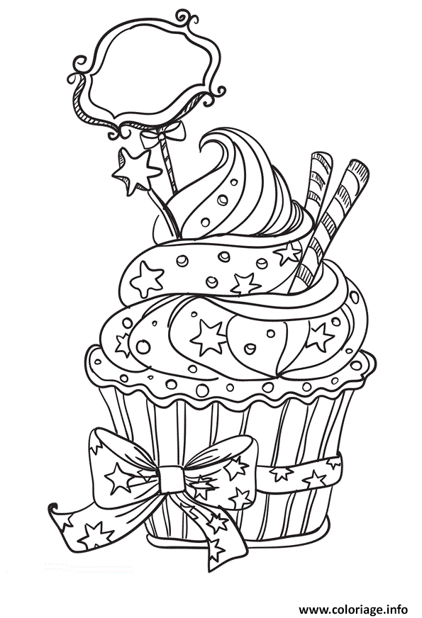 Coloriage cupcake facile  JeColorie.com