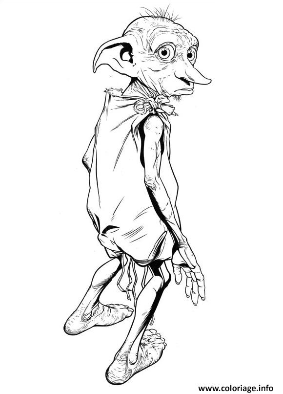 Coloriage Dobby Elf Harry Potter Dessin Harry Potter à imprimer