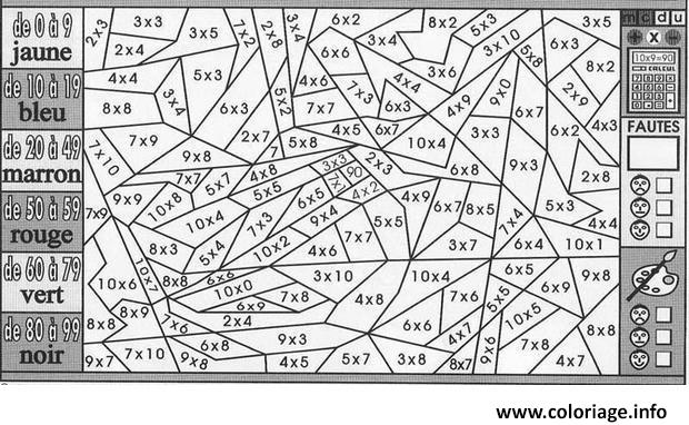 Coloriage ce2 dessin magique multiplication - JeColorie.com