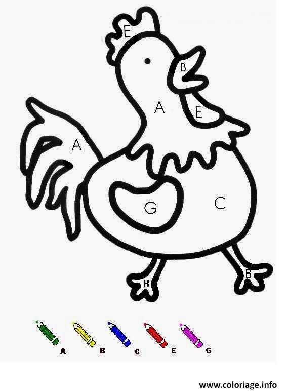 Dessin magique maternelle poule Coloriage Gratuit à Imprimer