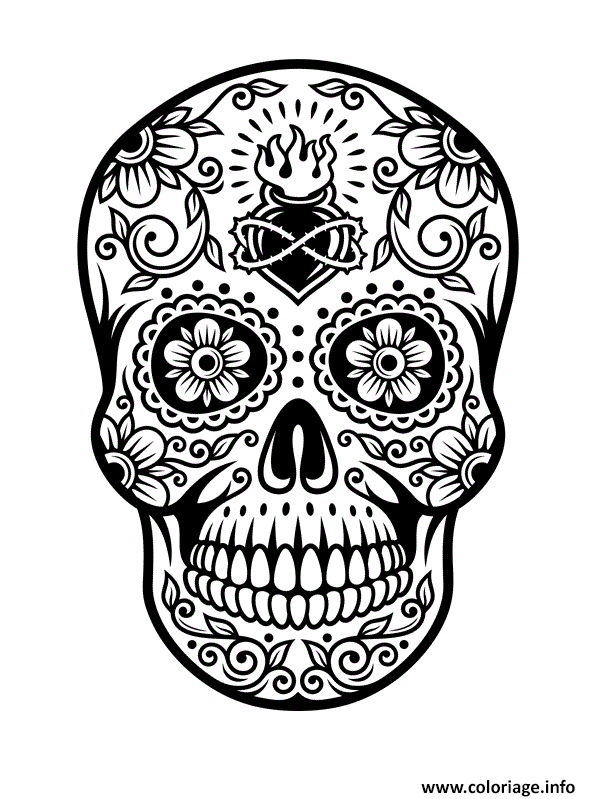 Coloriage Squelette Halloween Tete De Mort Dessin ...