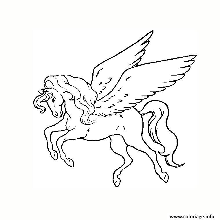 Dessin licorne avec des ailes Coloriage Gratuit à Imprimer