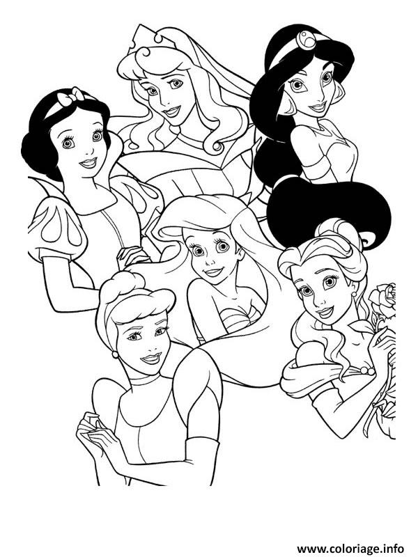 Coloriage Toutes Les Princesses Disney Dessin Princesse A Imprimer