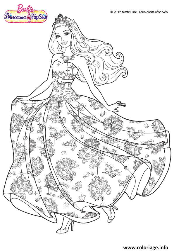 Coloriage princesse barbie  JeColorie.com