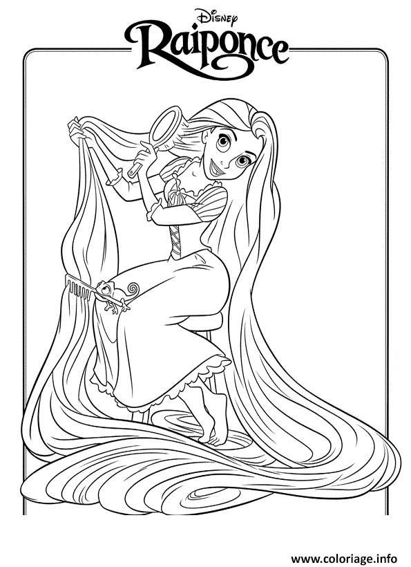 coloriage princesse raiponce coiffure dessin princesse à imprimer