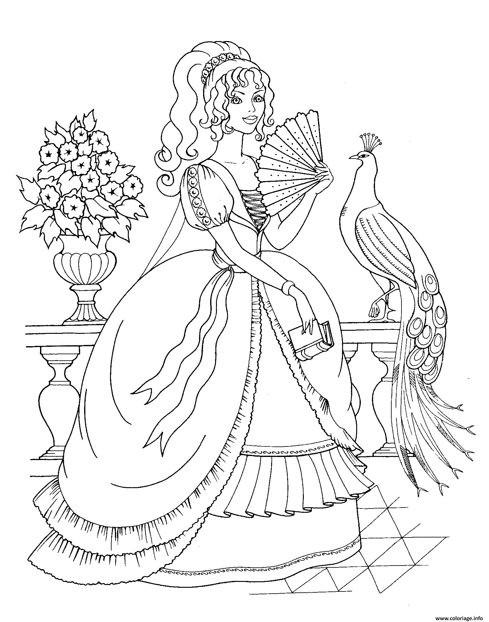 Coloriage Princesse Sur Un Balcon Dessin   Imprimer