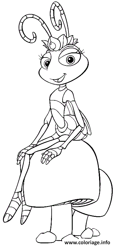 Dessin La princesse Atta assise sur un champignon Coloriage Gratuit à Imprimer