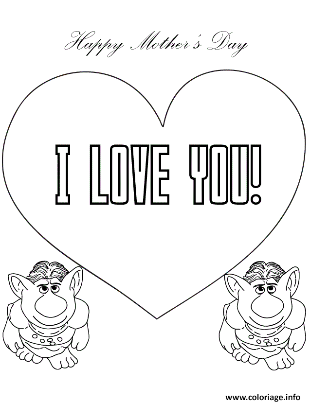 Coloriage Trolls From Frozen Movie Say I Love You Dessin Trolls A Imprimer