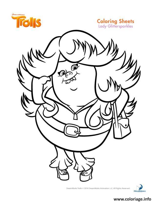 Dessin lady glittersparkles trolls Coloriage Gratuit à Imprimer