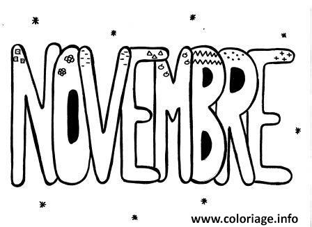 Dessin mois de novembre graphisme Coloriage Gratuit à Imprimer