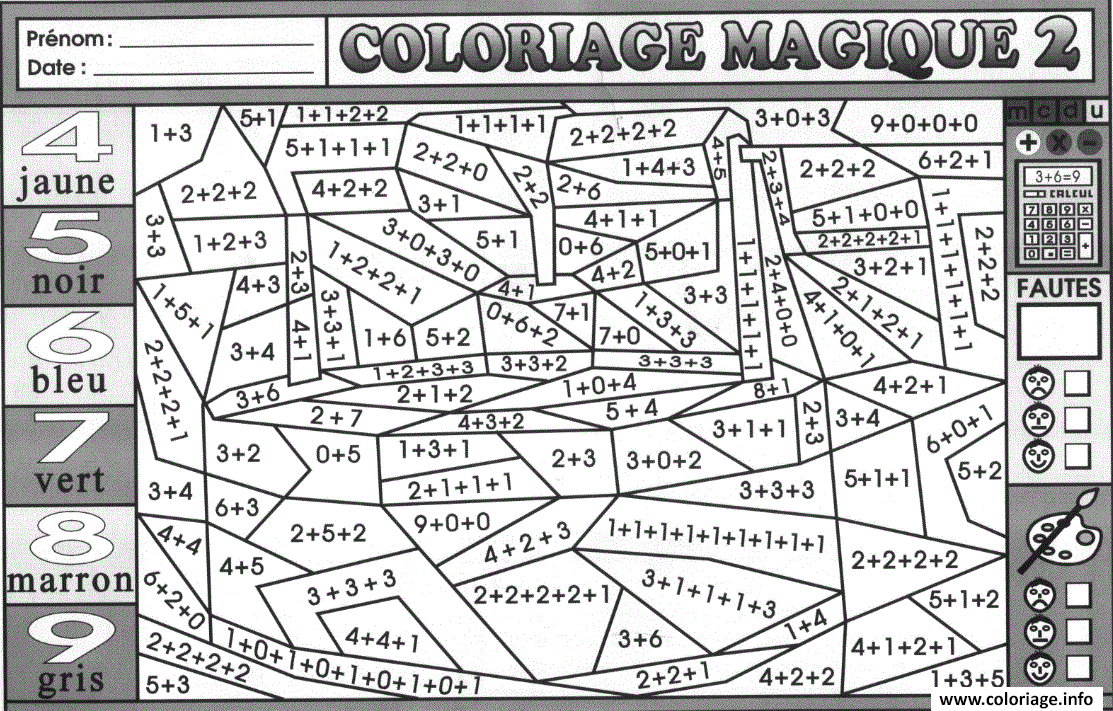 Coloriage Magique Addition 34 dessin