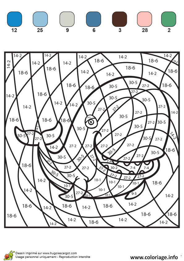 Dessin magique ce2 ce1 soustraction 2 Coloriage Gratuit à Imprimer