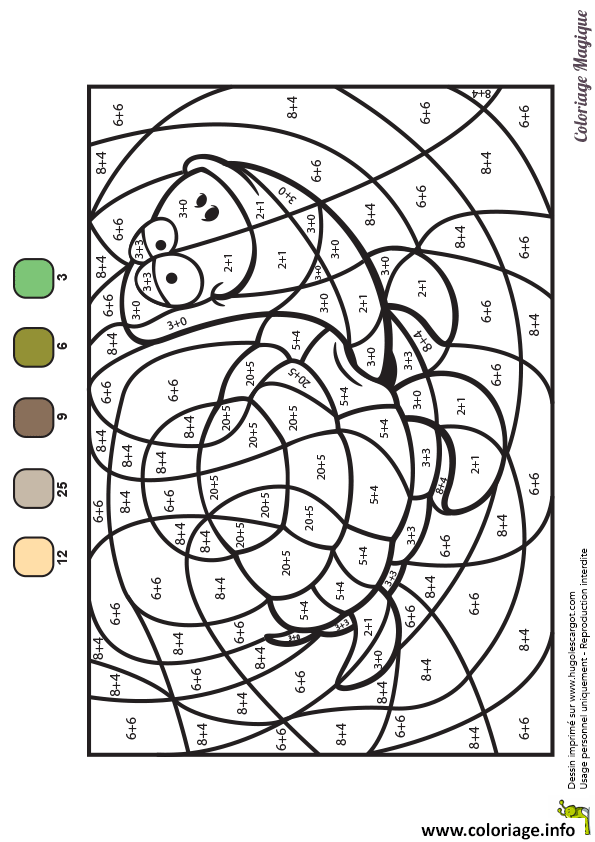 Coloriage Magique Addition 54 Dessin Magique à imprimer