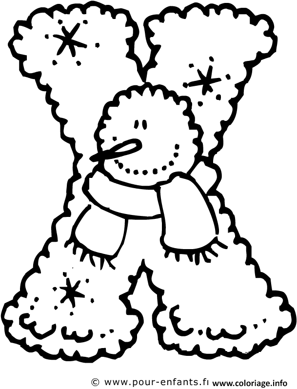 Dessin alphabet noel lettre x Coloriage Gratuit à Imprimer