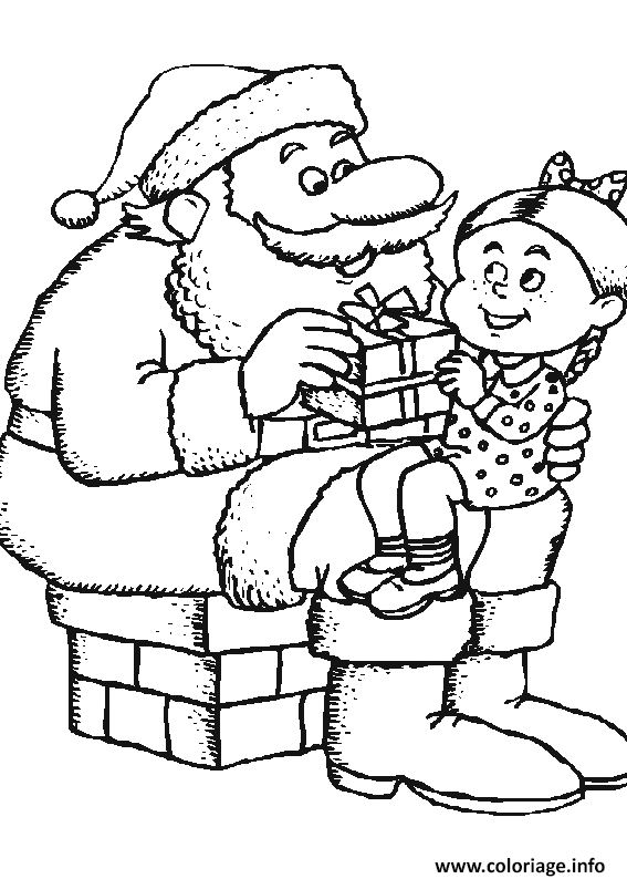 Coloriage, un enfant et son dessin de Noël - tipirate