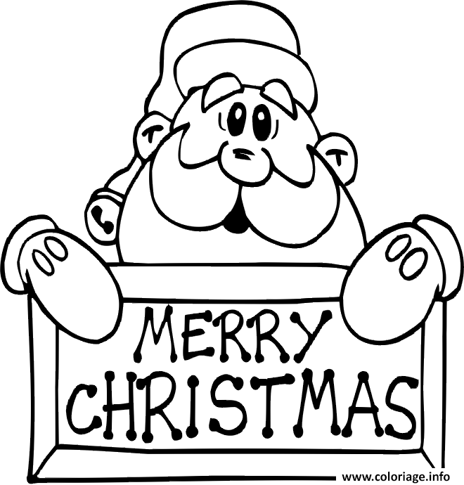 Coloriage Merry Christmas Dessin Pere Noel à imprimer