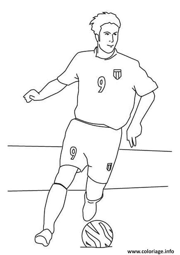 Coloriage Footballeur Foot Numero 9 Dessin Footballeur à Imprimer 