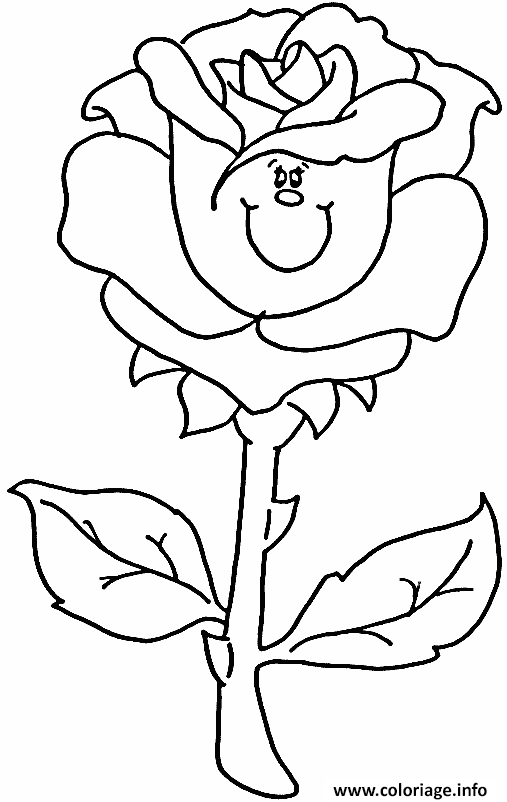 Dessin une rose avec tige Coloriage Gratuit à Imprimer
