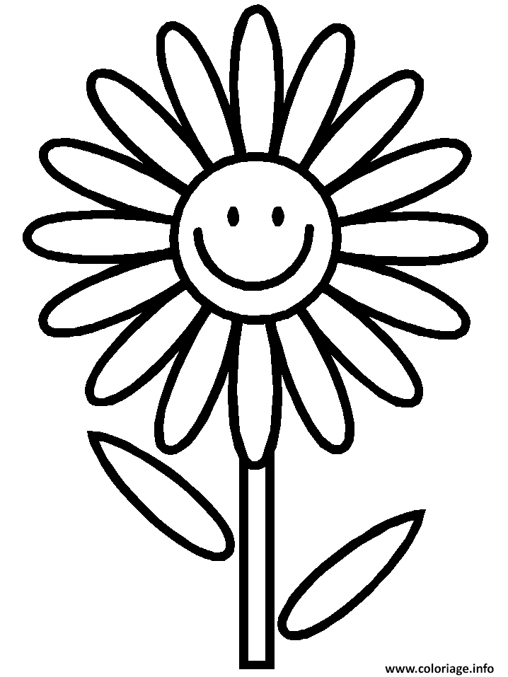 Coloriage Fleur Smiley Dessin à Imprimer