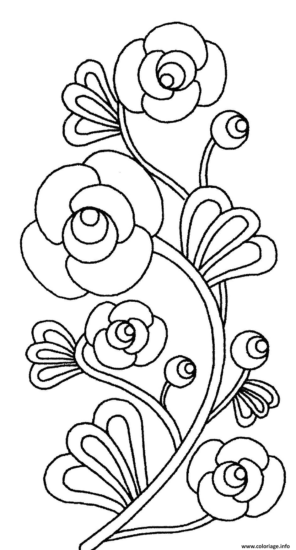 Dessin fleurs roses Coloriage Gratuit à Imprimer