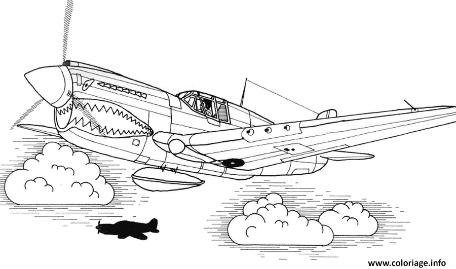 Coloriage avion de guerre decore  JeColorie.com