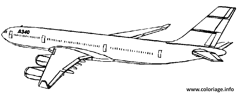 Dessin avion A 340 Coloriage Gratuit à Imprimer